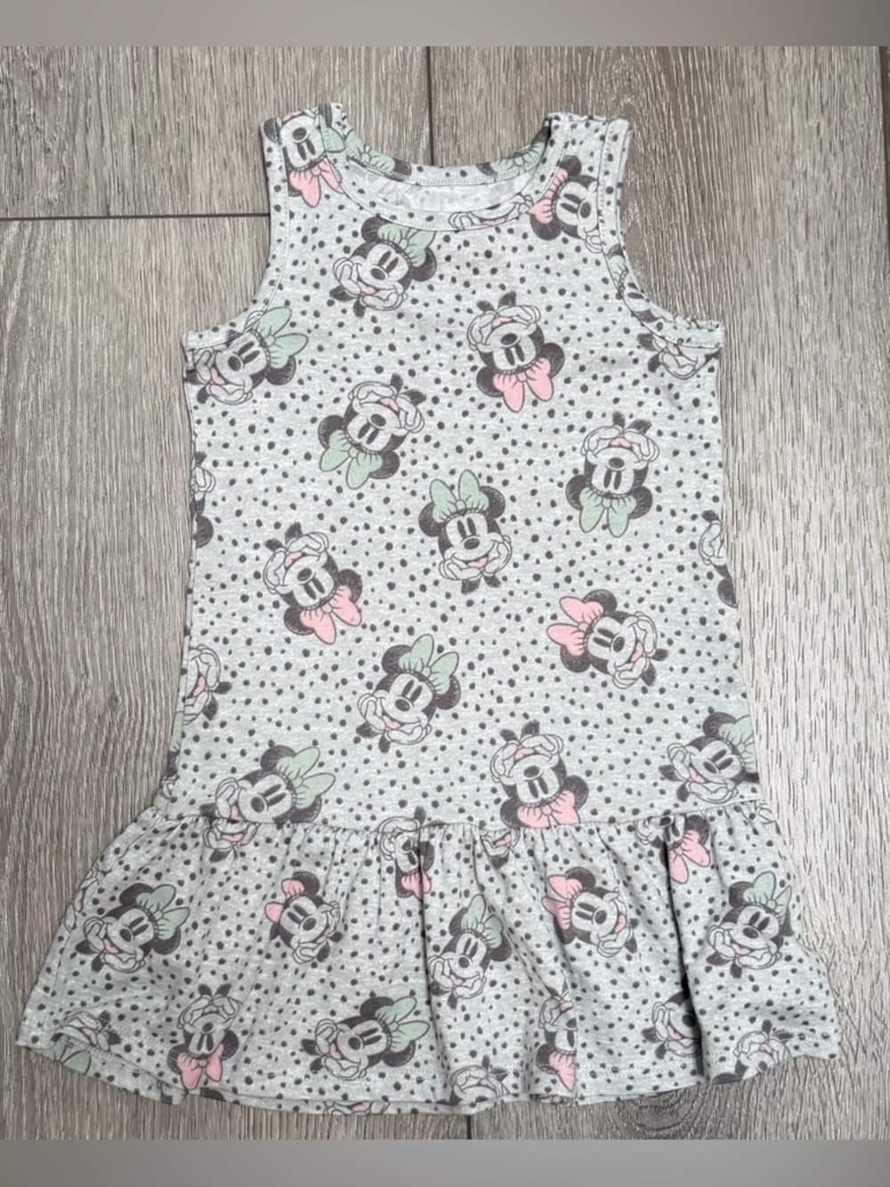 DISNEY MINNIE MOUSE SLEEVELESS DROP WAIST JERSEYKNIT PULLOVER TANK DRESS GREY 2T